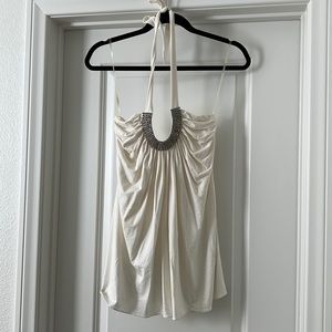 Forever 21 rhinestone halter white top